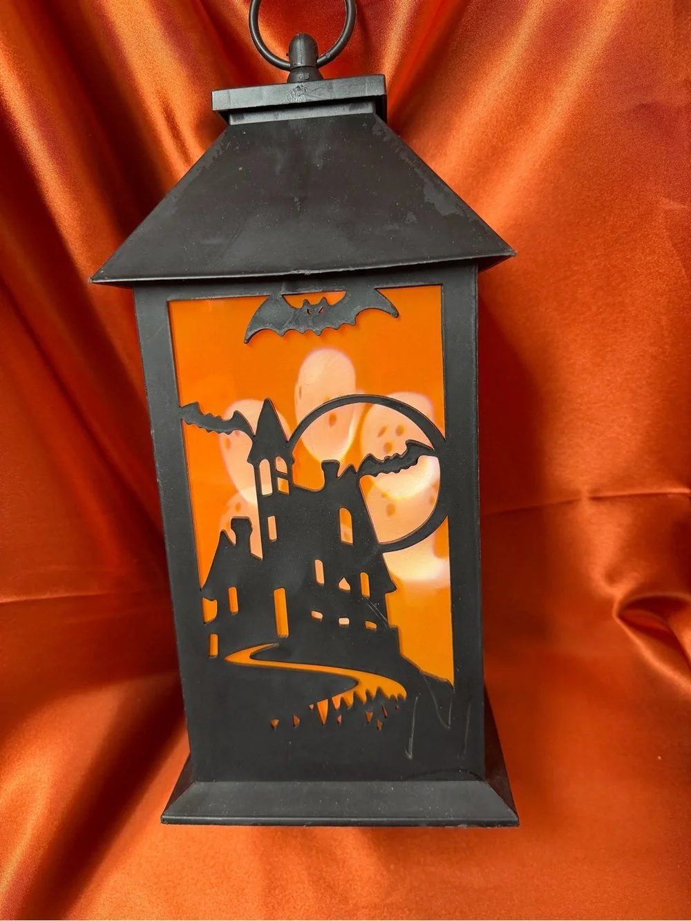 Halloween Haunted House Lantern - Black and Orange Decorative Accent